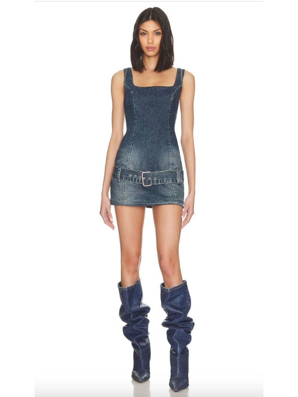 EB Denim $380 Firefly Denim Mini Dress Size XS in Tommy Blue Revolve